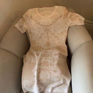 Gorgeous Marc Cain faux lace embroidered dress with sheer neckline